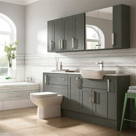 Whether you're updating your bathroom or you're embarking on an entire refit, take a look at our fantastic range of bathroom furniture to transform your bathroom into a stylish space with plenty of room to keep. Moores Bathroom Fitted Furniture Charcoal Grey Shaker | eBay