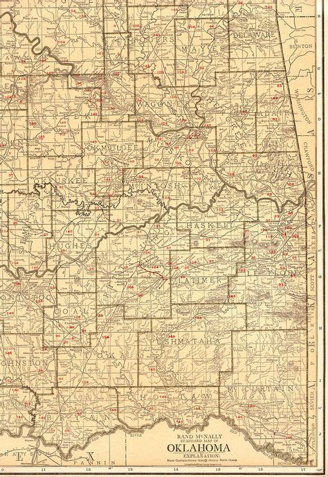 1921 Antique Oklahoma Map Vintage State Map Of Oklahoma W Railroads