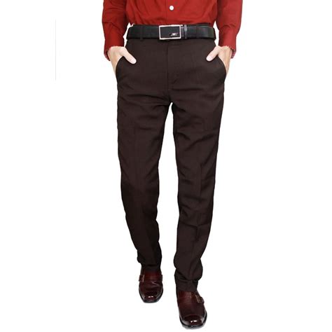 Jual Celana Panjang Formal Slimfit Kerja Bahan Pria Kantor Warna Coklat