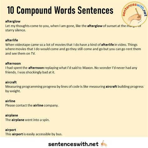 10 Compound Words Sentences Compound Words List In A Sentences