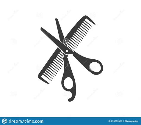 Scissors And Comb Black Silhouette Sign Crossed Scissors And Hair