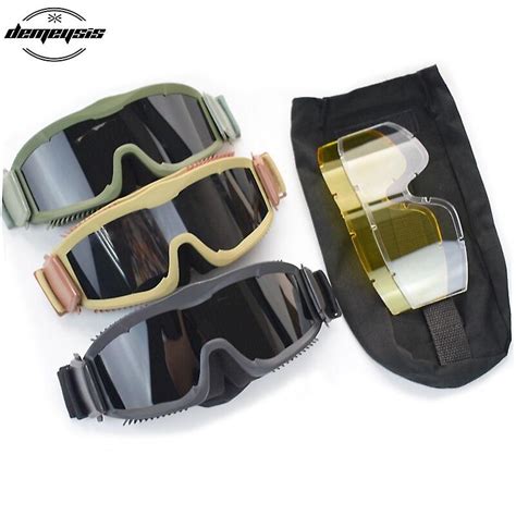 men s ballistic military 3 lens tactical goggles us tactical army sunglasses anti fog helmet