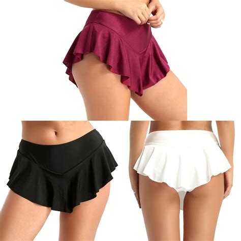 Women Girls Stretchy Flared Pleated Mini Skater Skirt Ruffled Short Skirts S M L Ebay Mini