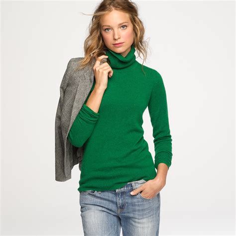 Jcrew Cashmere Turtleneck Sweater In Green Lyst