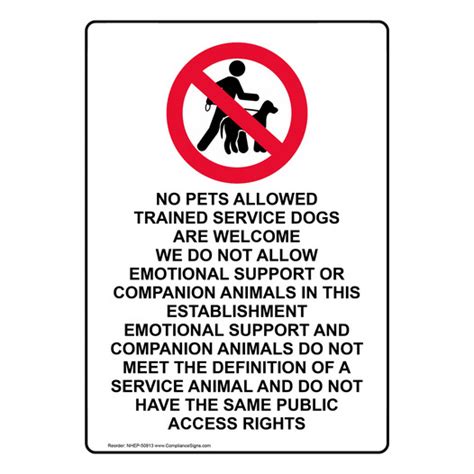 Portrait No Pets Allowed Trained Sign With Symbol Nhep 50913