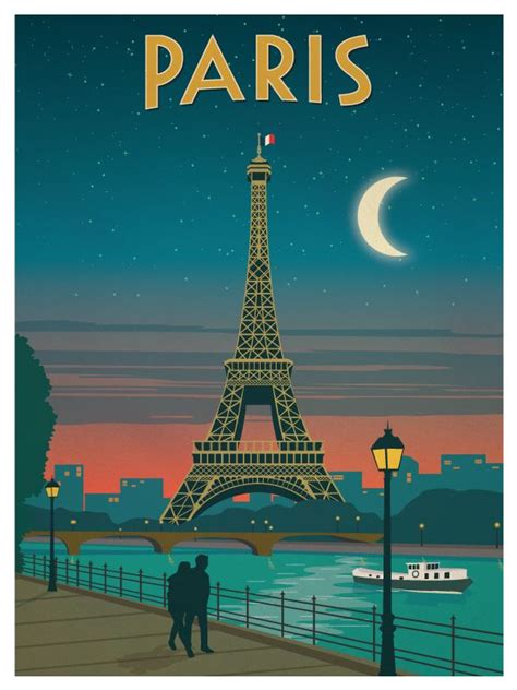 Vintage Paris At Night Posters Paris Paris Travel Poster Retro Travel