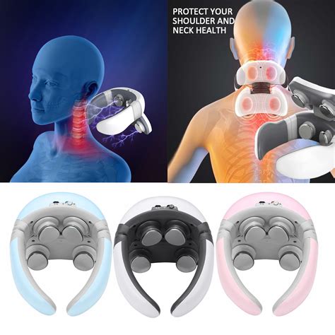 New Rechargeable 4 Head Smart Neck Massager W Remote Control Neck