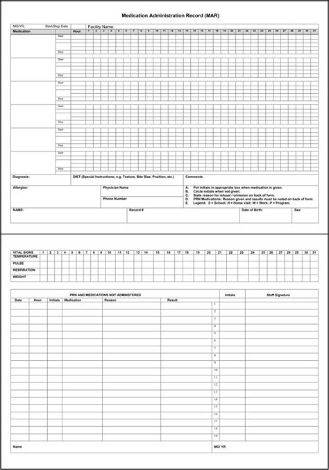 Free Printable Medication Administration Record That Are