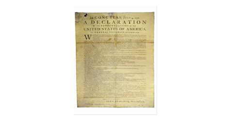 Dunlap Broadside Declaration Of Independence 1774 Postcard