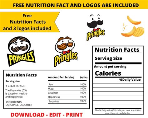 Pringles Labels Templates Pringle Can Party Favors Pringle Can Label