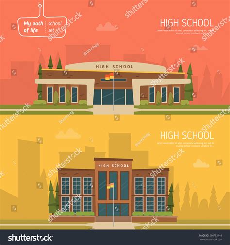 High School Building Vector Illustration Stock Vector Royalty Free