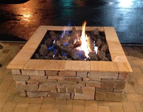 Custom Square Outdoor Gas Log Fire Pit By Fines Gas Rustic Patio