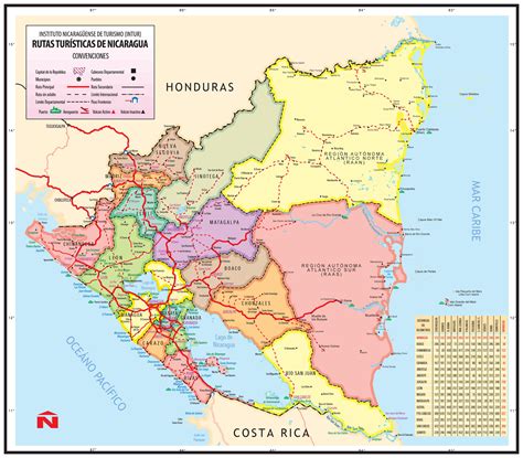 Large Detailed Administrative Map Of Nicaragua Nicaragua Large