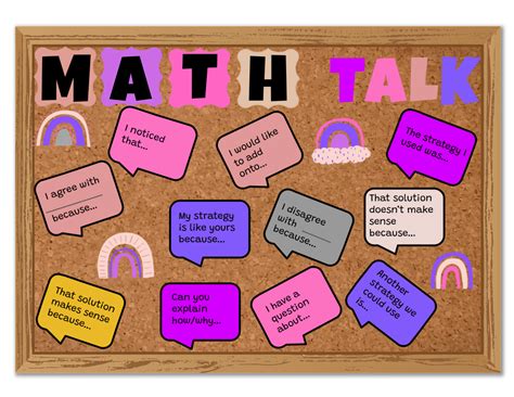 Boho Rainbow Theme Math Talk Bulletin Board Poster Set Classful