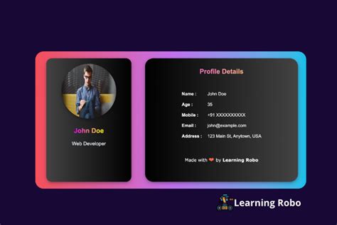 How To Create A Stunning Personal Profile Card With Tables Using Html