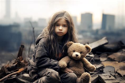Premium Ai Image Abandoned Girl In War Zone Ai Generated Image