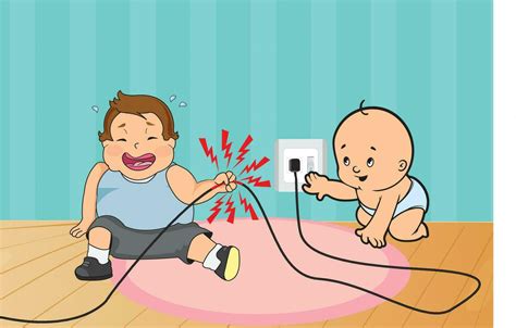 Child Getting Electric Shock By Wire 32317438 Vector Art At Vecteezy