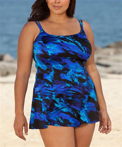 This Blue And Black Abstract Swimdress Women By Longitude Is Perfect