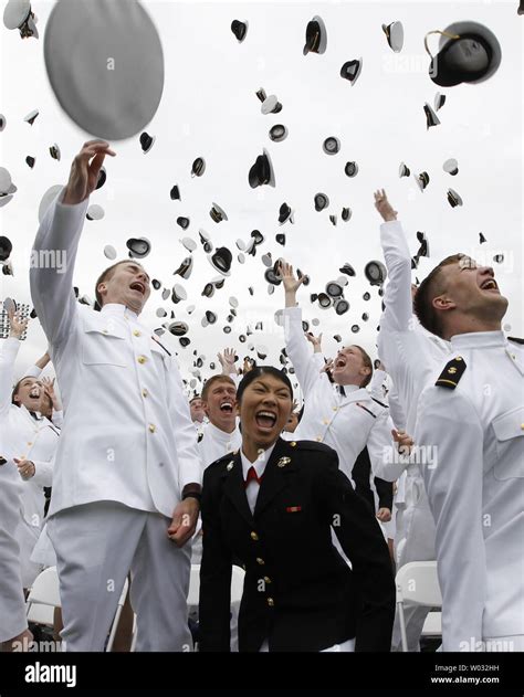Midshipmen Celebrate At The End Of The Us Naval Academy Graduation