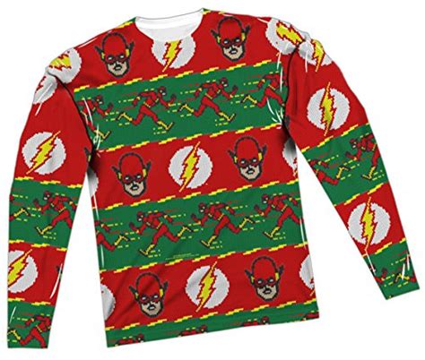 Justice League Ugly Christmas Sweater The Flash All Over Long Sleeve