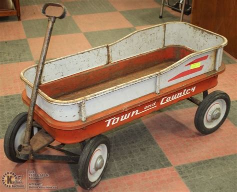 Vintage Town And Country Red Wagon With Side Rails