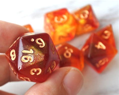 Dnd Dice Set Polyhedral Dice Red And Orange Mix Galaxy Dandd Etsy