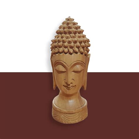 Wooden Buddha Head Showpiece 6 Inch Dilli Haat Online