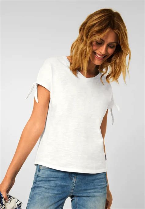 Cecil T Shirt Mit Knoten Detail F R Damen In Wei Cecil