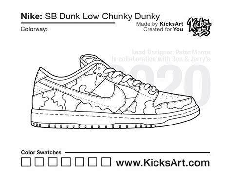 Nike Sb Dunk Low Sneaker Coloring Pages Created By Kicksart Nike