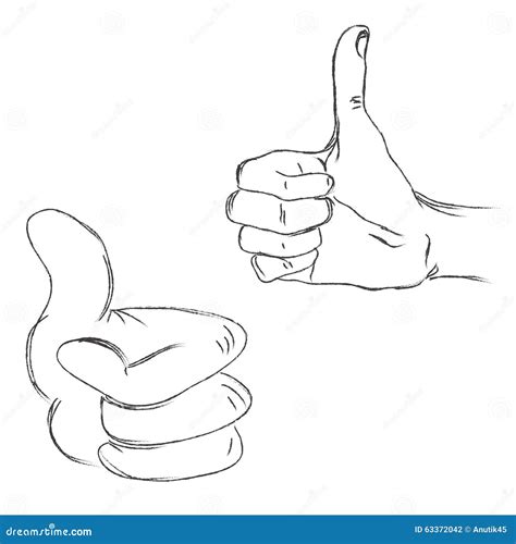 Thumbs Up Sketch Vector Illustration Hand Drawn Ink