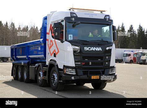Lieto Finland April 12 2018 White New Scania R520 10x4 Xt Tipper