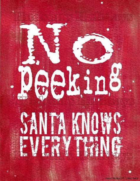 No Peeking Santa Christmas Sign Digital Pdf Knows Everything Etsy Canada