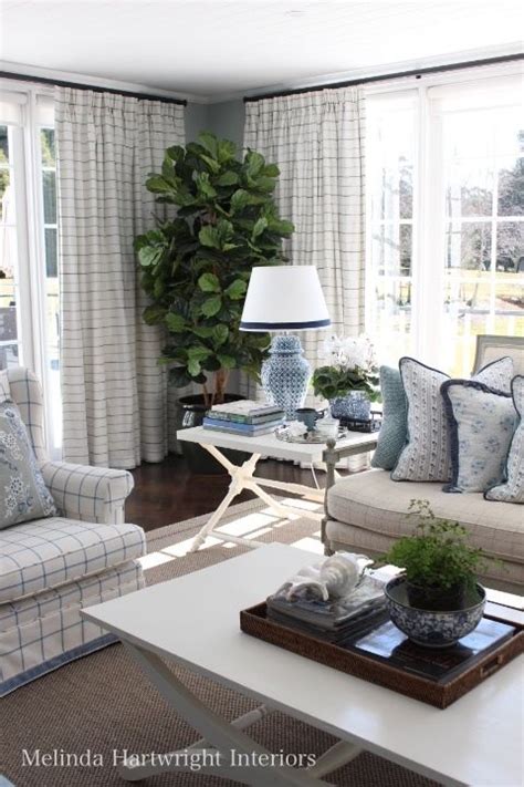 Blue And White Living Room Barclay Butera Fabric Potted Fig Melinda Hartwright Inte Blue