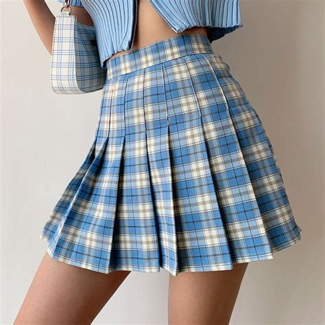 Pauline Pleated Plaid Tennis Skirt Blue Skirt Outfits Plaid Tennis
