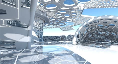 3d Futuristic Architectural Dome Interior 2 Wirecase