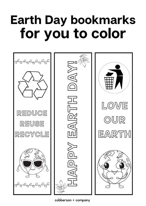 Earth Day Coloring Bookmarks Free Printable Cobberson Co