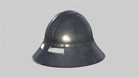 3d Model Medieval Kettle Helmet 02 Vr Ar Low Poly Cgtrader