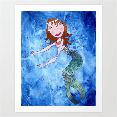 Buy The Redhead Mermaid Art Print By Vateleena Worldwide Shipping