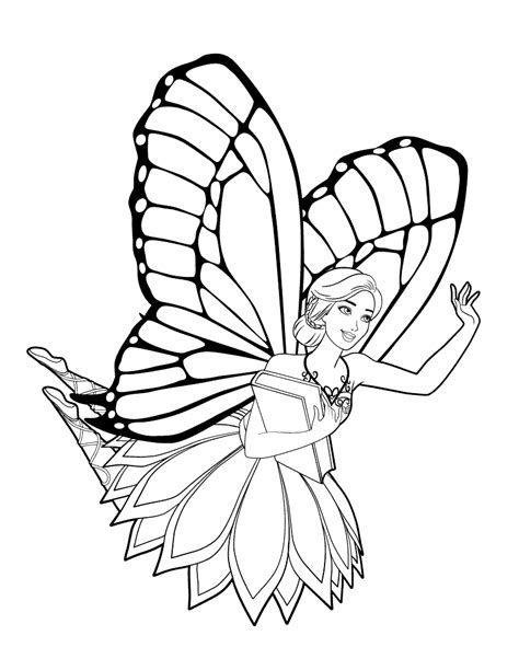 Coloring Page Barbie Fairy Mariposa