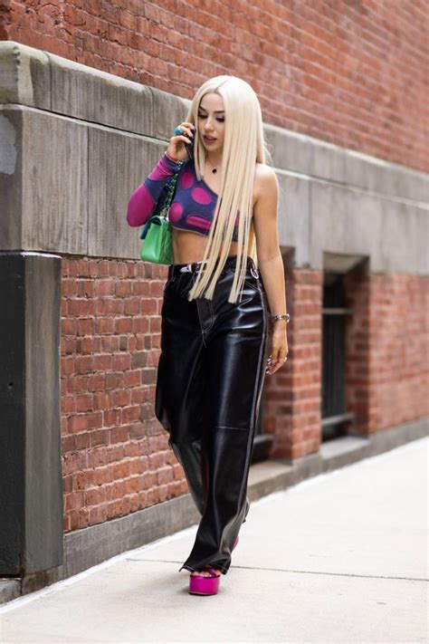 Ava Max In Leather Black Pants Out In Tribeca In New York City 08