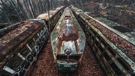 Lost Trains Abandoned Train Trolley Graveyard In Woods 1280x720 Rabandonedporn