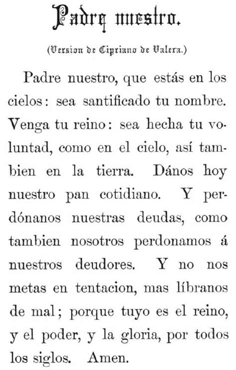Lords Prayer In Spanish Printable