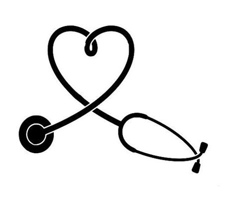 Stethoscope Svg Heart Shape Outline Laptop Cup Decal Svg