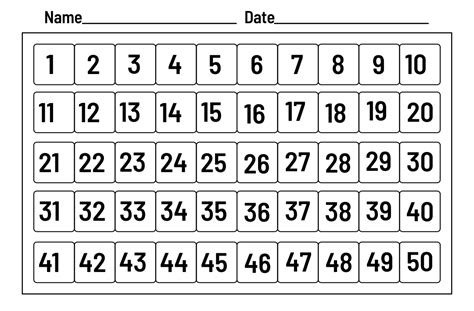 6 Best Images Of Printable Number Grid 1 50 Printable Number Chart 1