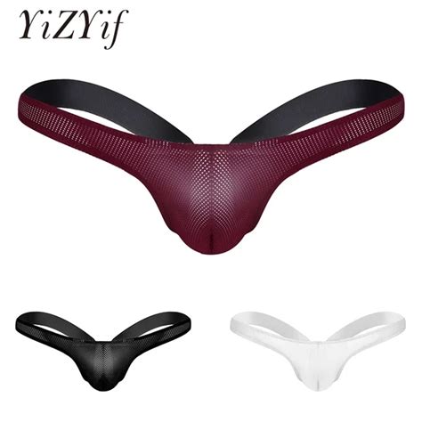 Yizyif Sexy Mens Panties Open Back Underwear Gay Men Mesh Jockstrap Thongs For Men Stretchy G