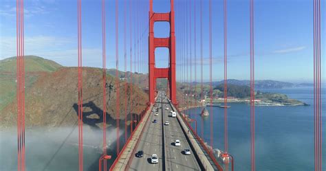 Aerial View Of The Golden Gate Bridge In Fog San Francisco Drone
