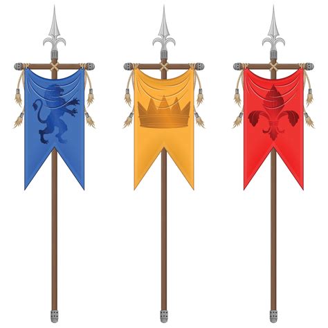 Medieval Style Vertical Flag Design With Heraldic Symbol Flag Of Noble