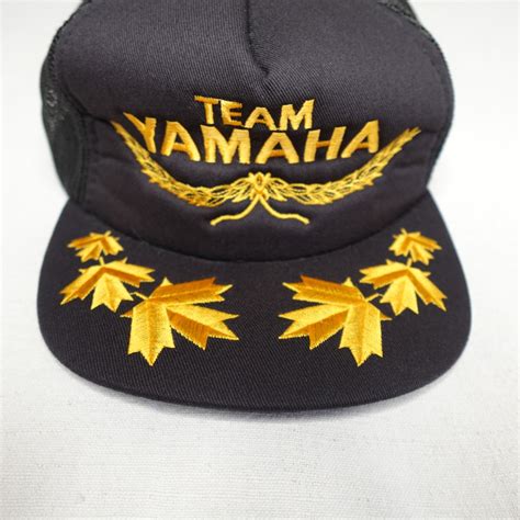 Vintage Team Yamaha Trucker Hat Cap Snap Back Black And Gold