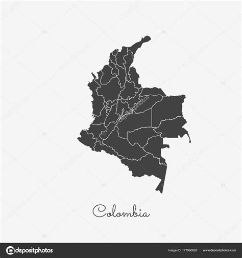 Mapa De La Región Colombia Contorno Gris Sobre Fondo Blanco Mapa