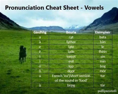 Gàidhlig Scottish Gaelic Pronunciation Cheat Sheet Vowels Scottish Words Gaelic Words Gaelic